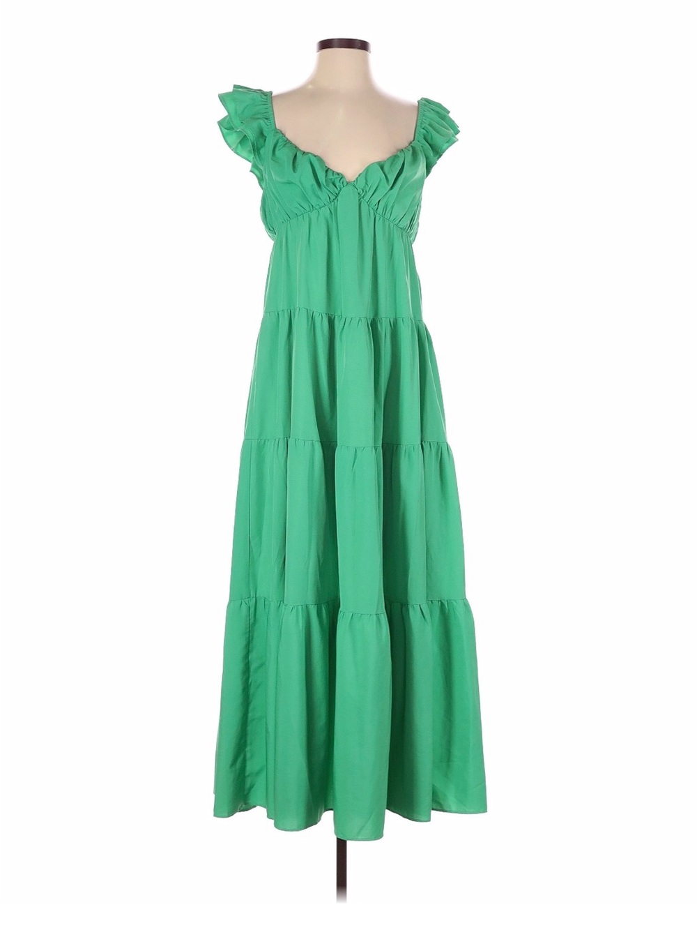 English Factory Emerald Green Ruffle-Tier Maxi Dress